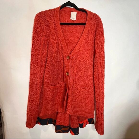 Far Away From Close | Rust Cardigan with Pattern Hem - Picture 1 of 4